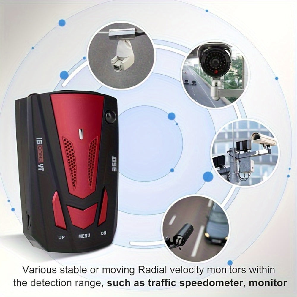16-Band GPS Detector for Cars 360 Degree Anti-GPS Speed Camera LIDAR Detector Voice Alarm Real-Time Threat Alerts Enhanced Safety Features