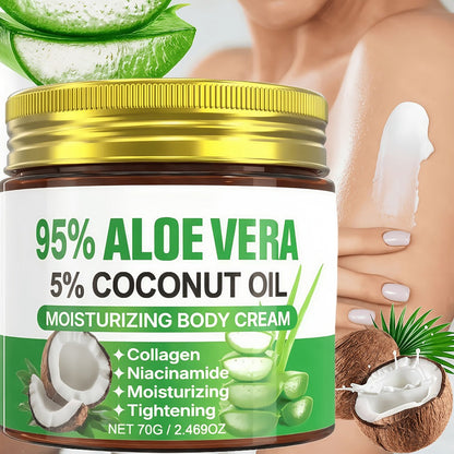 Aloe Vera Collagen Face Cream, Two Jar Set with Hyaluronic Acid and Coconut Oil for Daily Moisture