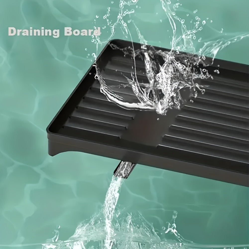 Dish Drying Rack 2 Tier with Drainboard for Kitchen Counter Metal Dish Drainer with Utensil for Home Cooking, Dining and Outdoor Meals