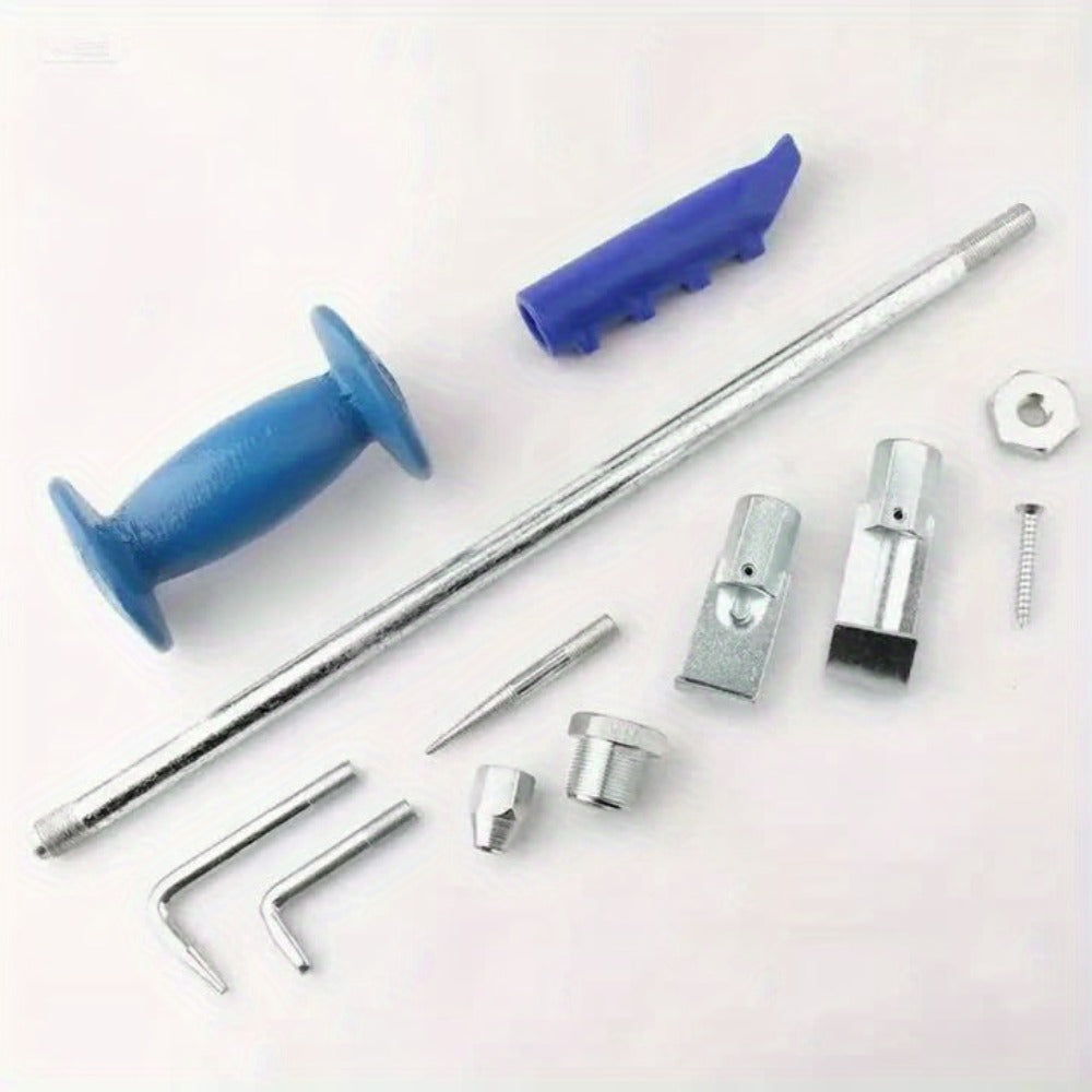Nine-Piece Slide Hammer Dent Puller Kit with Blue Grip, Puller Attachments and Hand Tool Set