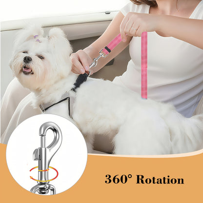 Dog Seat Belt for Car 3-in-1 Pet Car Seatbelt Harness & Leash – Retractable Adjustable Reflective Bungee Dog Restraint