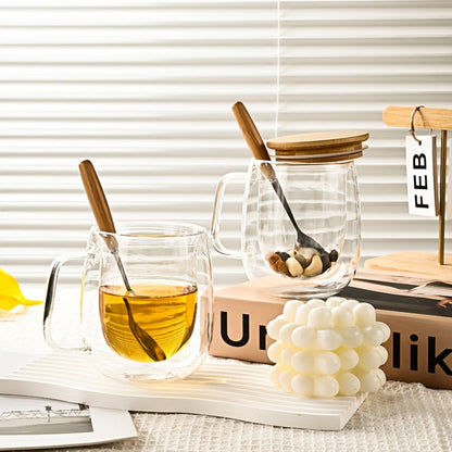 Coffee Cup Set 4 Piece 350ml 11.67oz with Lid and Spoon Durable Easy Clean for Coffee Milk Tea Juice Water Family Office Afternoon Tea