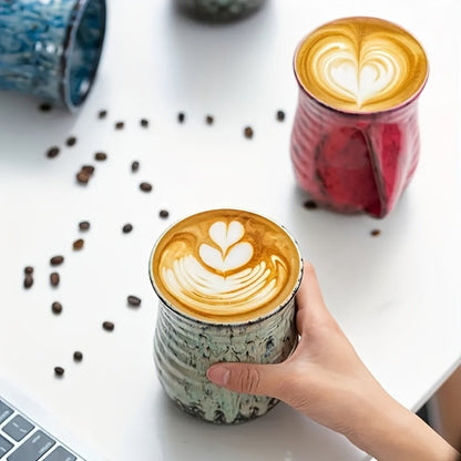 Speckled Hand-Warmer Coffee Mug with Sculpted Side Grip in Blue or Oil-Pink 560ml Options Pictured