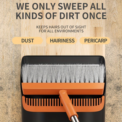 Folding Broom and Dustpan Set with Sectioned Handle, Rotating Head and Nine Blue, Orange or Khaki Checkout Options