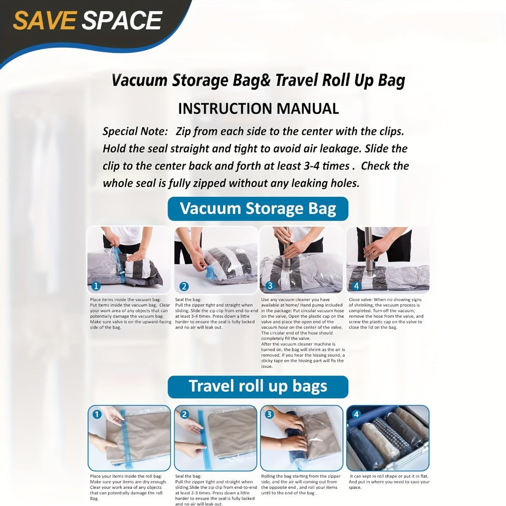 Clear Vacuum Storage Bag Set with Blue Valves and 4-, 8-, 10-, 12-, 20- or 30-Piece Checkout Options