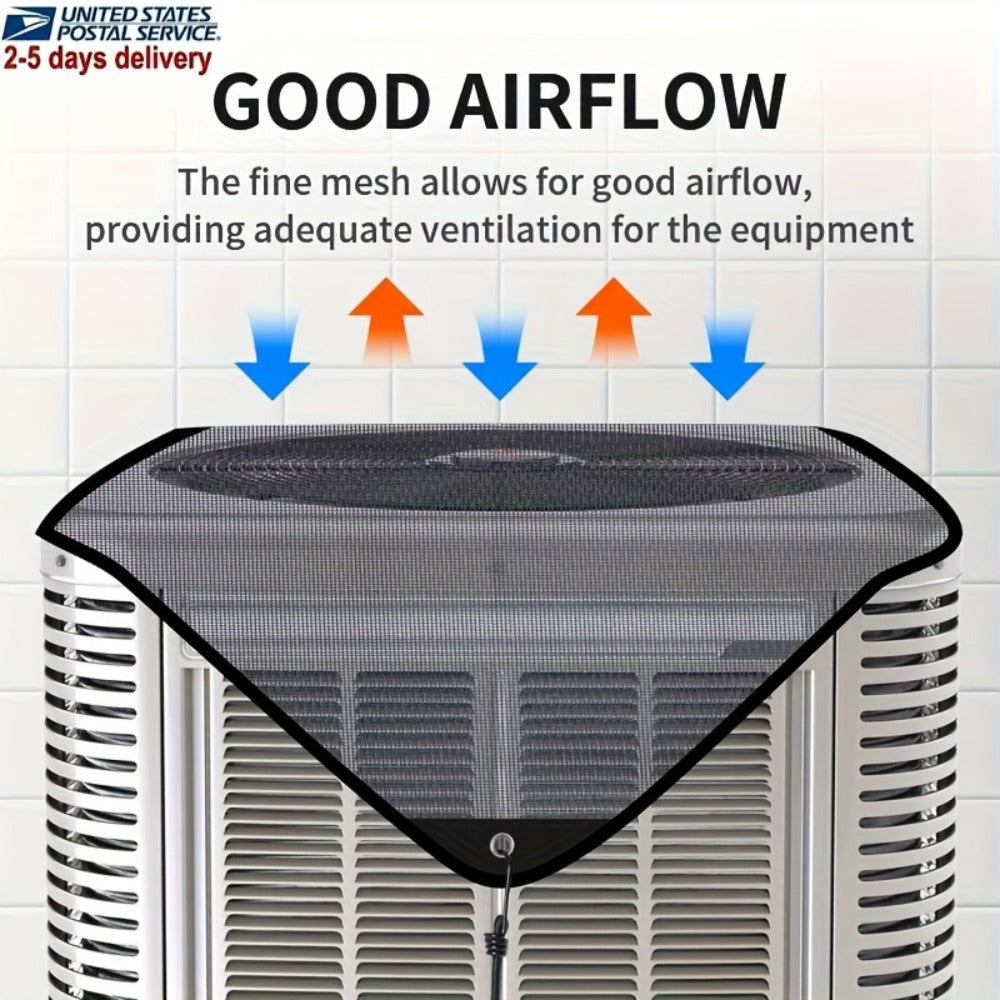 Outdoor Air Conditioner Cover 26"x26", Universal PVC Mesh AC Unit Protector, Prevents Leaves Debris Snow, Weatherproof Outdoor AC Cover