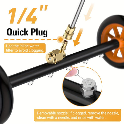Undercarriage Cleaner with 4000 PSI Rating, Seven Nozzles, Rolling Bar and Three Extension Wands