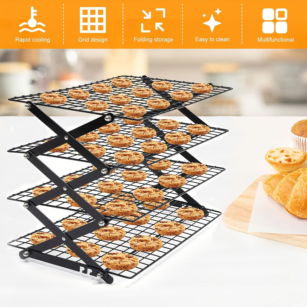 Foldable Cooling Rack Set, Stackable Oven Cookie Cake Drying Rack with Free Baking Tools (Silicone Spatula