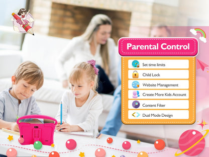 Veidoo Kids Tablet 7 Inch Eye Protection Screen 2GB RAM 32GB ROM Android WiFi Dual Camera Parental Control Educational Games Drop-Proof