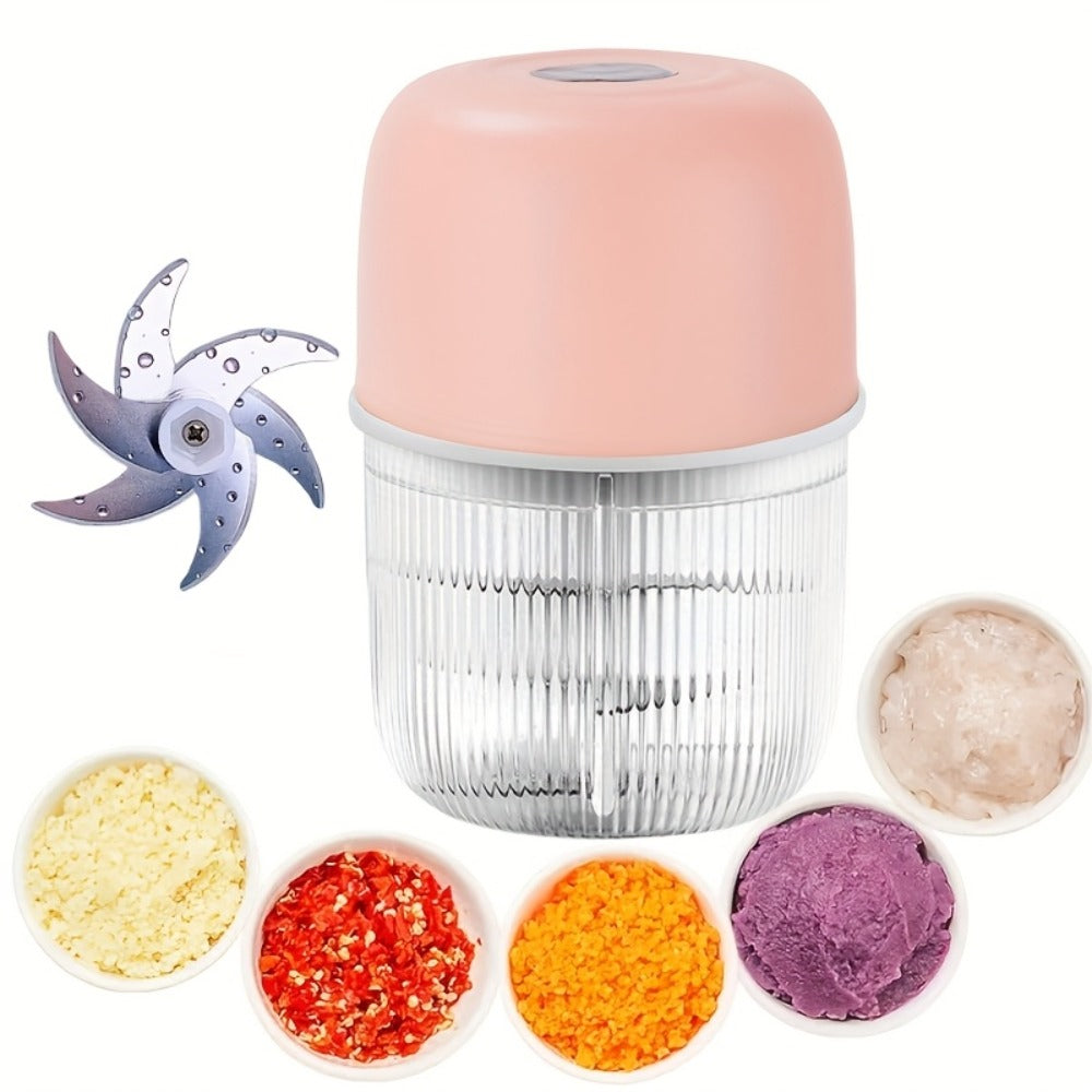 Electric Garlic Chopper USB Rechargeable Mini Food Chopper with 800mAh Battery - Portable for Home Cooking, Dining and Outdoor Meals