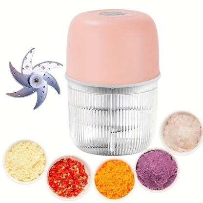 Electric Garlic Chopper USB Rechargeable Mini Food Chopper with 800mAh Battery - Portable for Home Cooking, Dining and Outdoor Meals