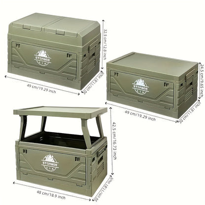 Army-Green Outdoor Storage Box with Flat Cover, Lift-Up Desktop or Front-Access Box Lid Options