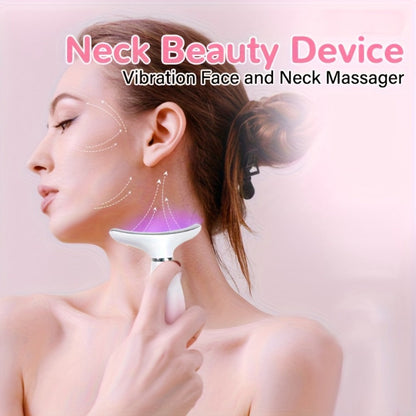 LED Light Therapy Face Neck Shoulder Massager 7-Color USB Rechargeable Multiple Adjustable Modes Facial for Home or Salon Spa Use