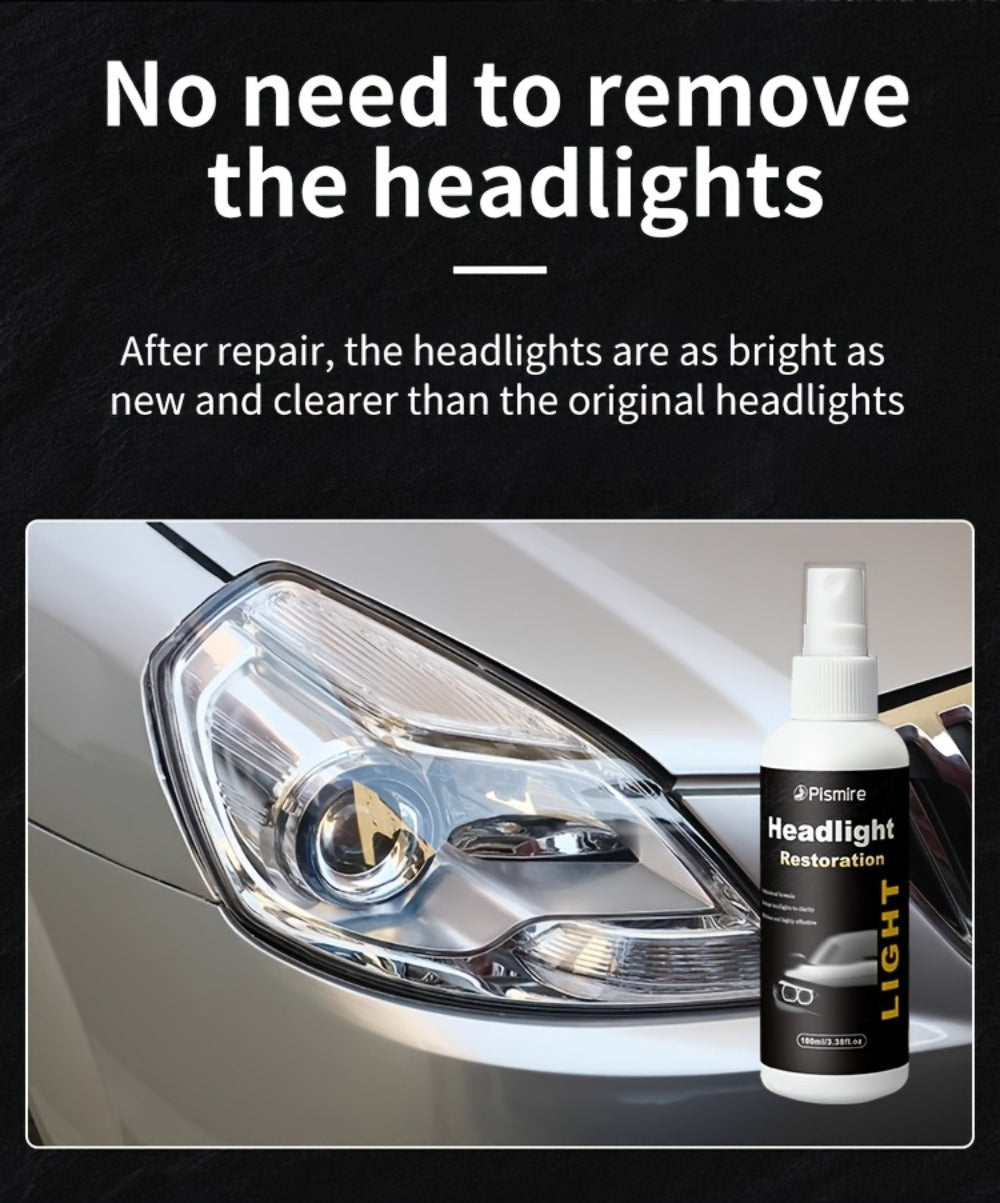 Headlight Restoration Kit Ceramic Coating Spray 100ml No Sanding No Polishing Required Quick Restore Yellowed Foggy Car Headlights DIY
