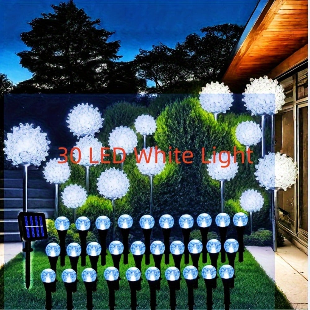 Solar Garden Light Bubble Path Stakes 30-Piece Set with Colorful or Warm White LED Options