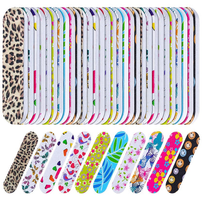 Nail Files Bulk 150 Pack Double Sided Emery Board Colorful Floral Oval Shape Disposable Nail File Set for Nail Shaping Smoothing Home
