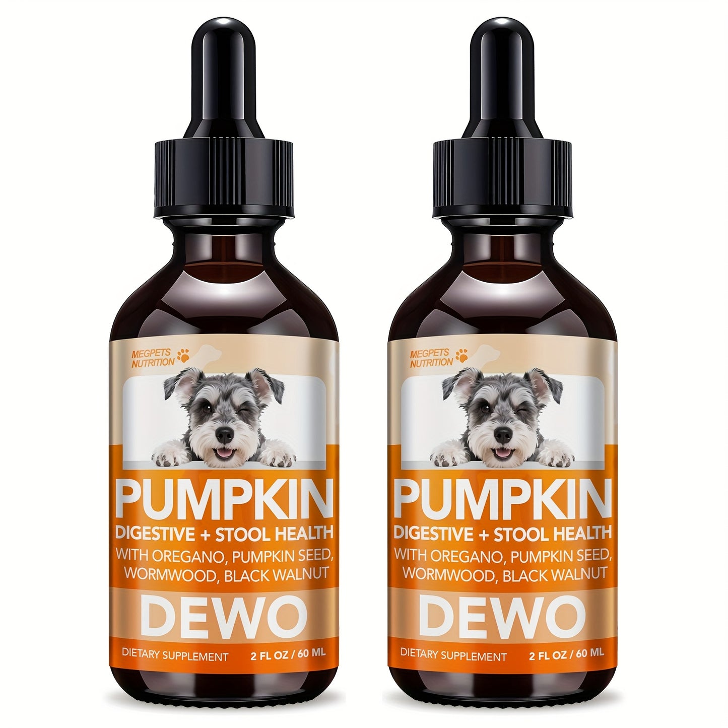 Pet Gut Wellness Drops with Black Walnut & Pumpkin Seed – Digestive Supplement for Dogs & Cats, Flora Balance