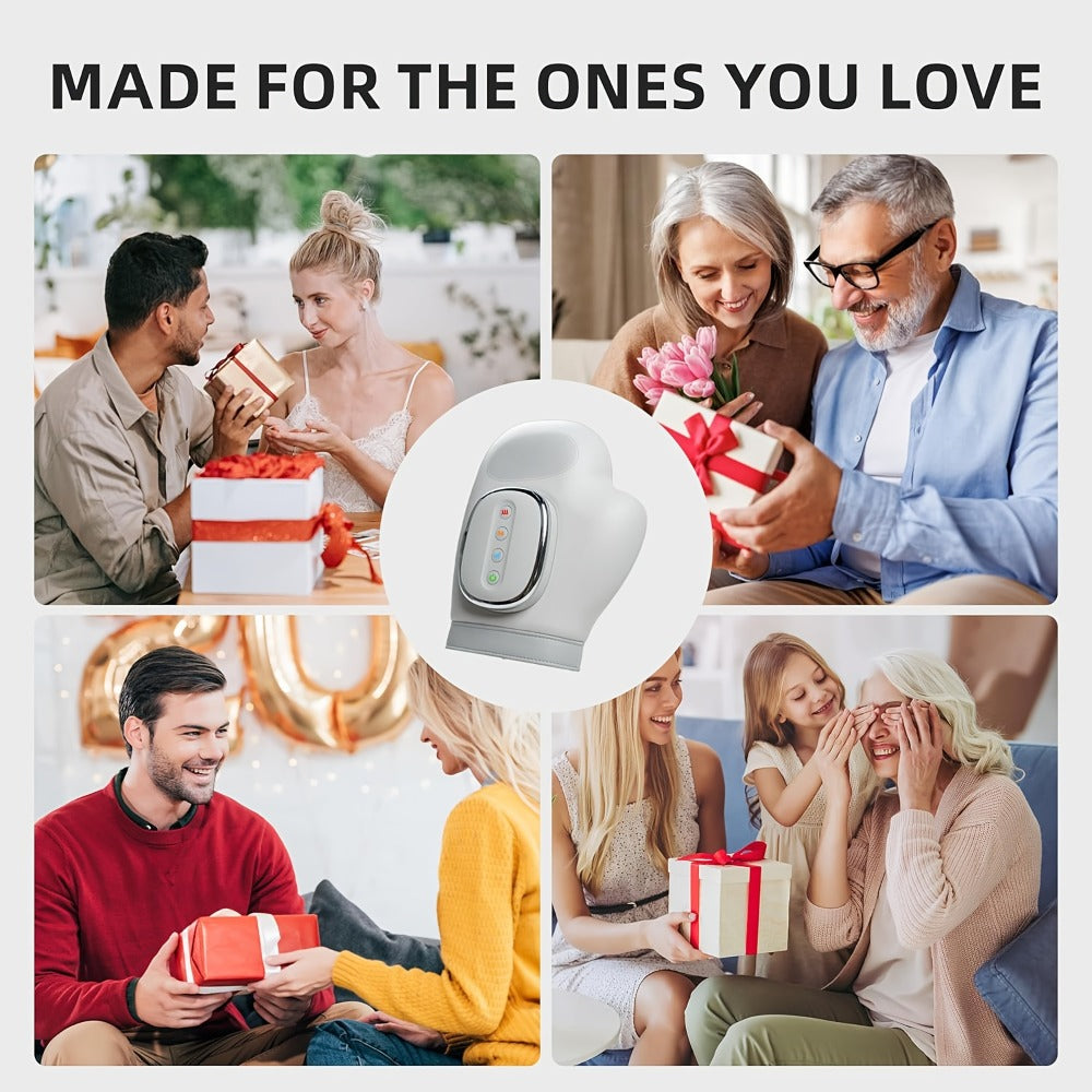 Hand Massager with Heat & Air Pressure, 3D Shiatsu Kneading 6 Modes Rechargeable Portable Hand Massager for Arthritis Pain