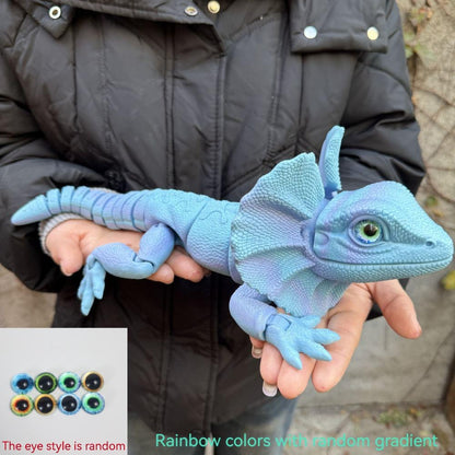 Frilled Neck Lizard Figurine 3D Printed, Large Umbrella Lizard Animal Sculpture 8 Color Styles