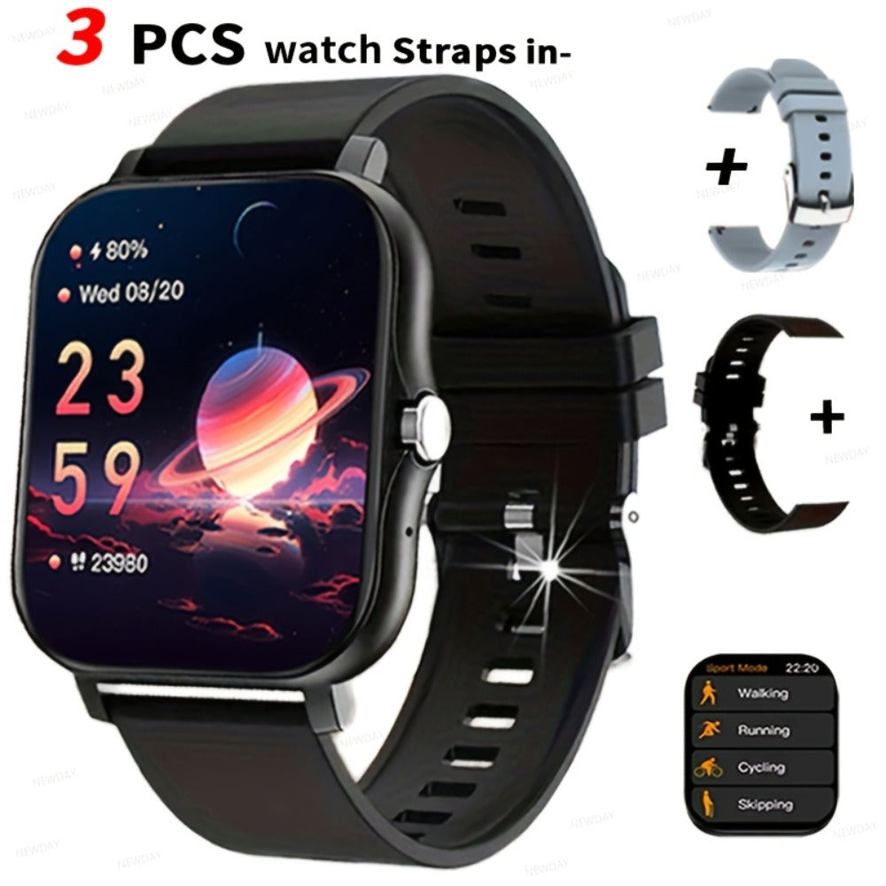 Smartwatch Email Display 1.83" Full Touch – Wireless Calling, Pedometer, Activity Tracker, Multi-Exercise Modes, Dual TPU Strap, USB