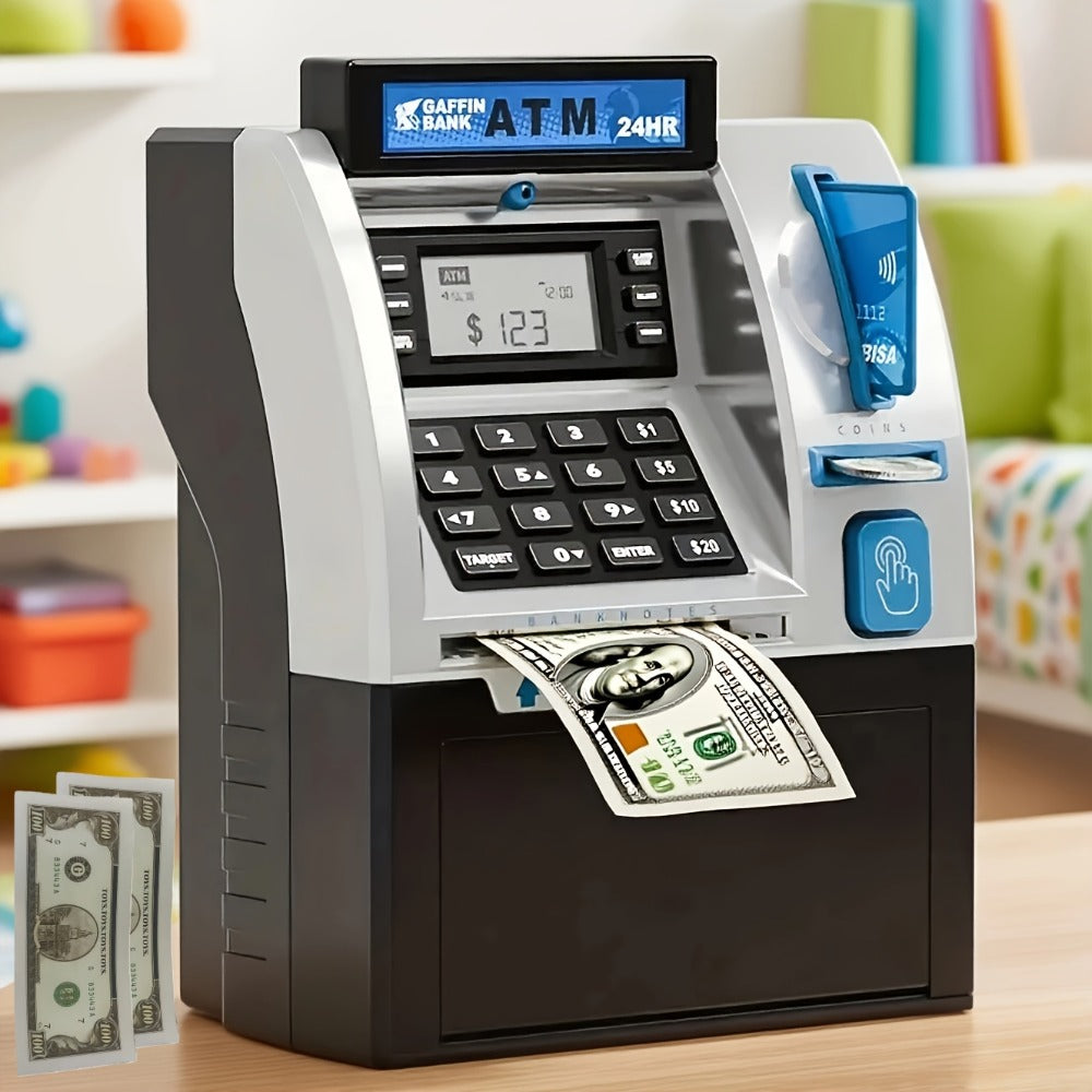 Electronic ATM Kids Piggy Bank with Password, Banknote & Coin Savings Bank for Boys Girls, Birthday Gift