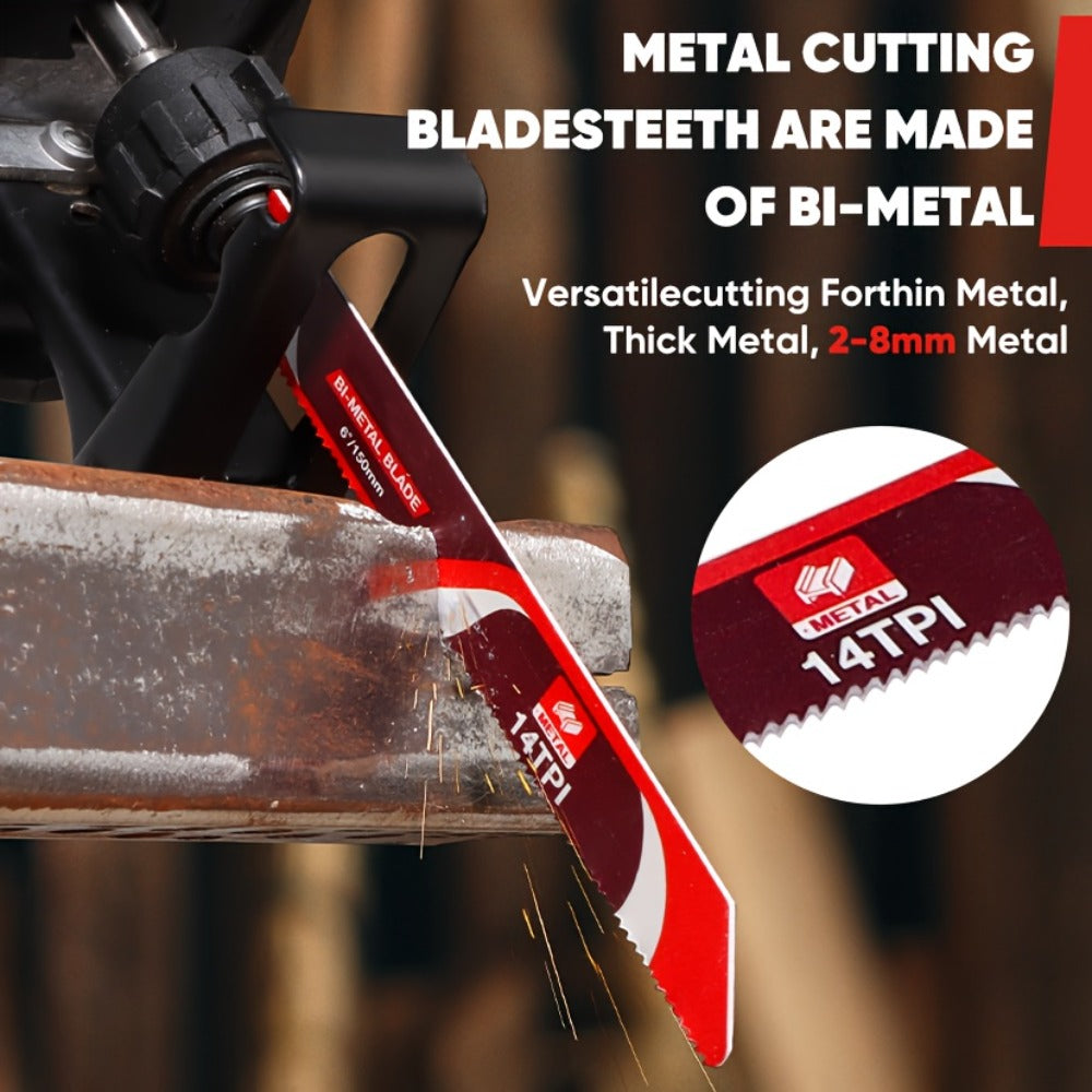Reciprocating Saw Blades Set 34-Piece, Universal Fit Bi-Metal Blades for Metal & Wood Cutting, Demolition