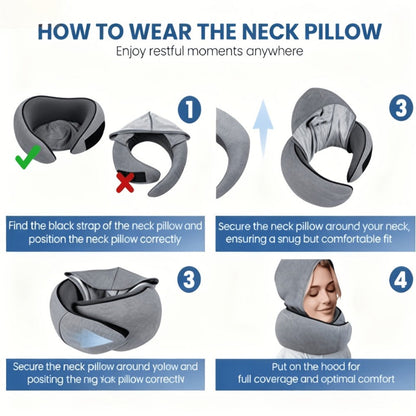 Travel Neck Pillow U-Shaped Memory Foam Cervical Support Pillow for Airplane, Car & Hotel – Portable & Ergonomic