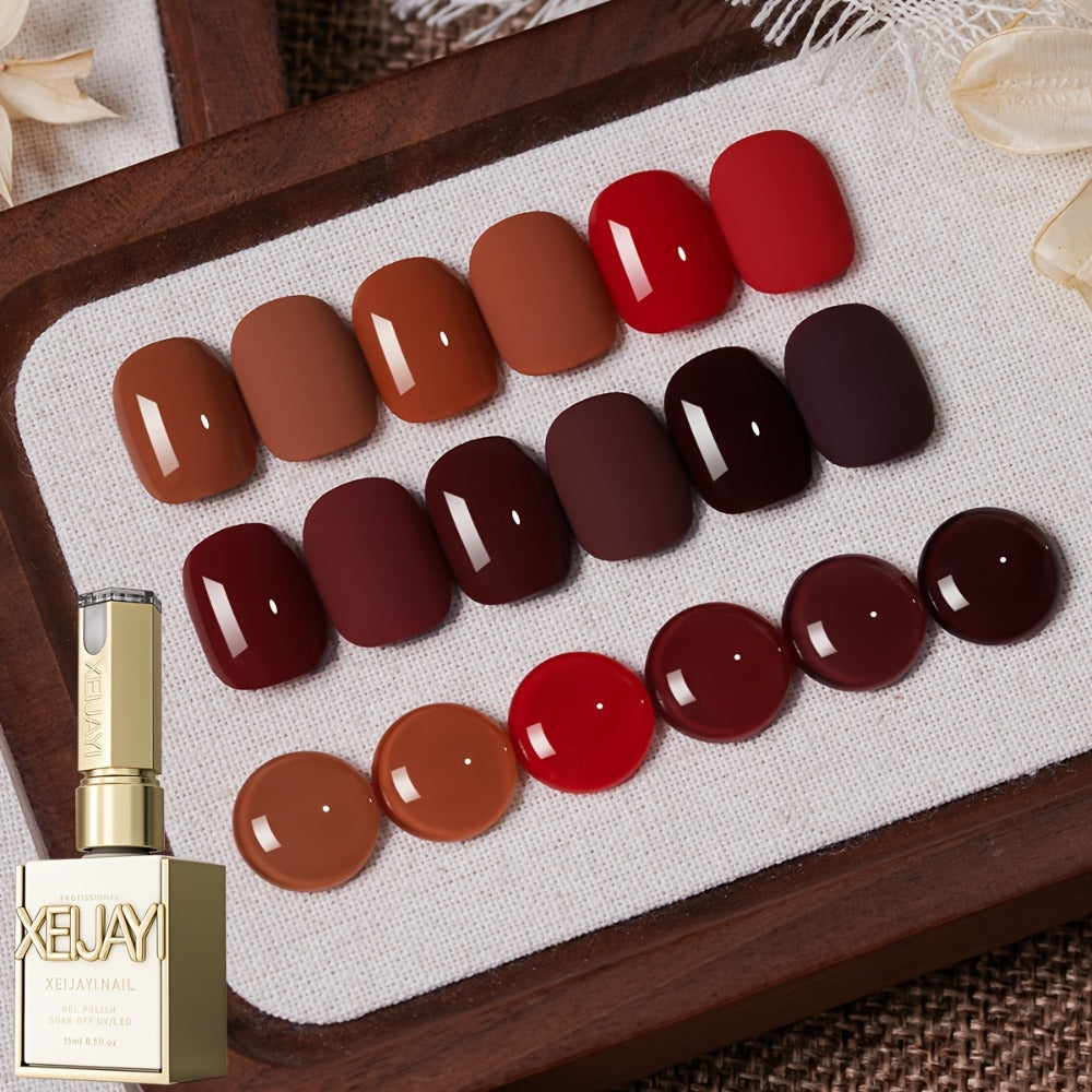 Gel Nail Polish Set with XEIJAYI Label, 6 Nude Pink Jelly Colors in Shades 76, 78 and 81 to 84