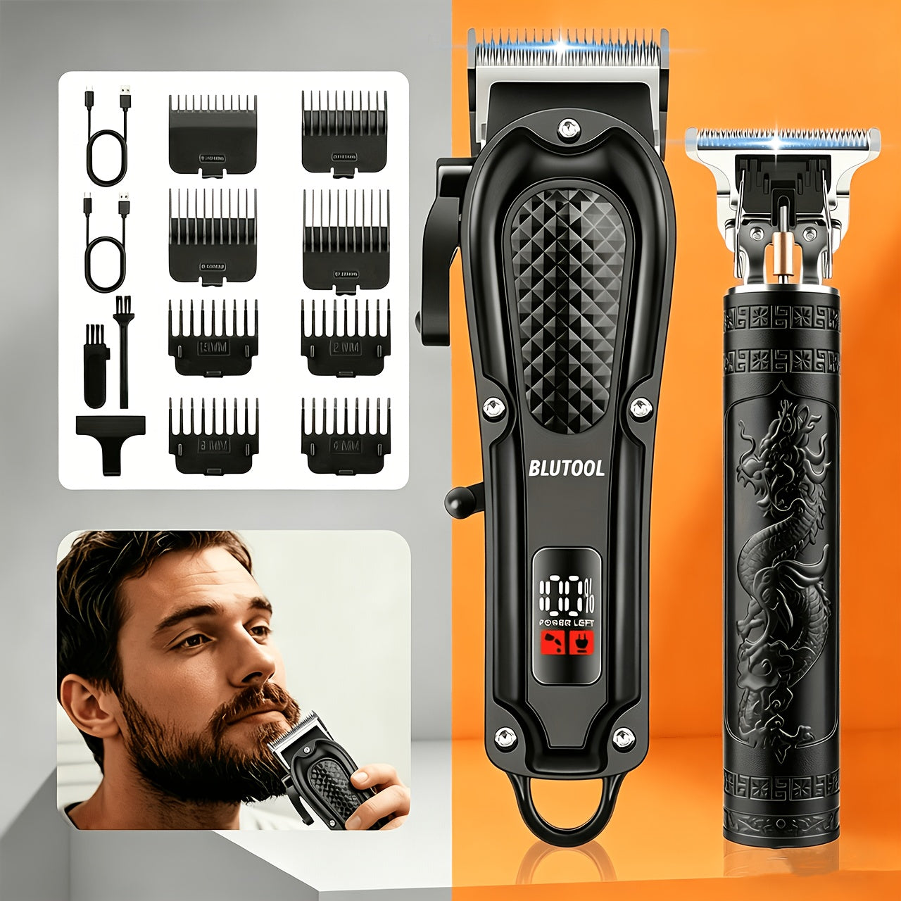 Multi-Piece Hair Clipper Kit for Men – USB Rechargeable Cordless Electric Trimmer Set, 2-Piece & 4-Piece Home Travel Barber Tool