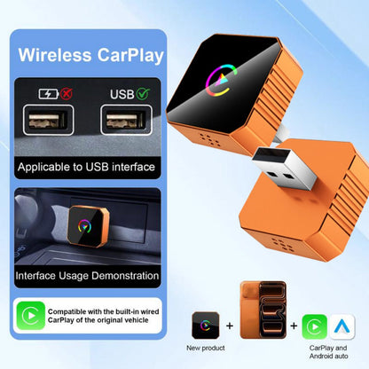 Compact USB Adapter for Factory Wired CarPlay or Android Auto Systems with Orange or Black Checkout Options