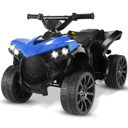 Kids Electric Ride-On ATV 4-Wheeler Quad with LED Headlights Foot Pedal Accelerator Anti-Slip Tires 55 lbs Capacity Outdoor Birthday Gift