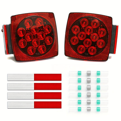 12V LED Trailer Tail Lights Kit – Stop, Turn Signal, Brake & License Plate Light for Trailers Under 80" – Boat, RV, Camper, Truck