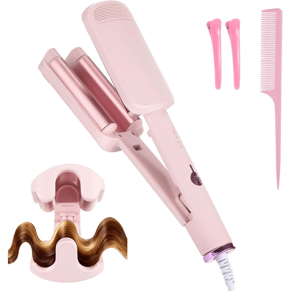 Hair Curling Iron 1.25 Inch - Beach Wave Curling Wand with Dual Voltage, Deep Wave Barrel, Anti-Frizz Ceramic Coating