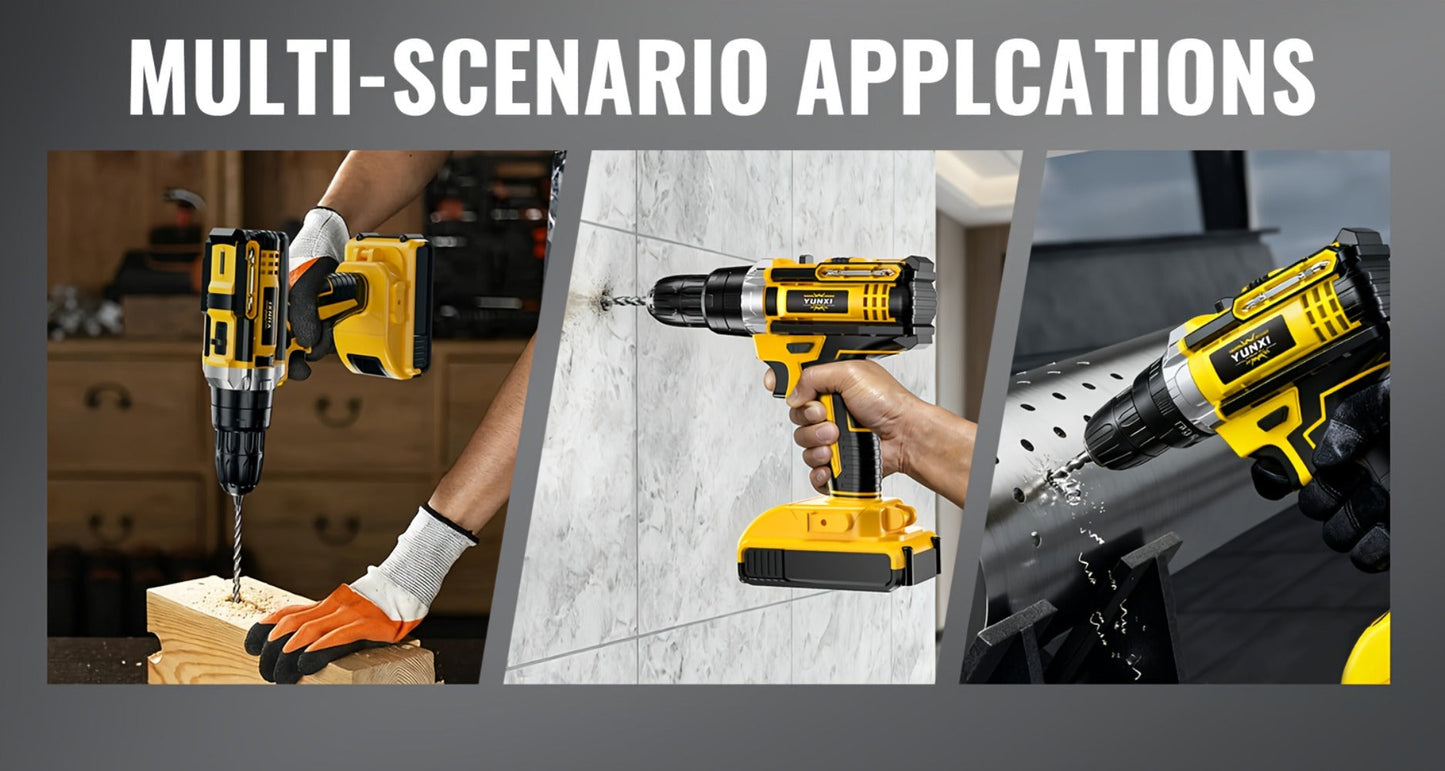 Cordless Impact Drill Set 21V, Electric Power Drill with 2.0Ah Battery, Fast Charger, Screwdriver Bits