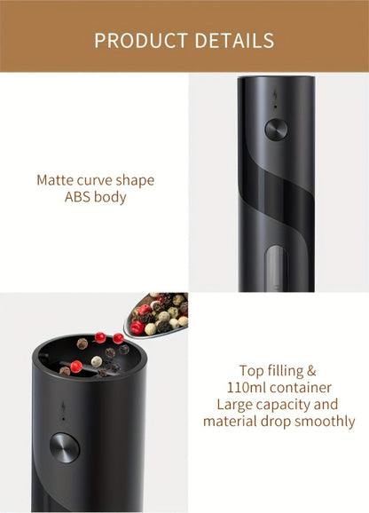Electric Salt and Pepper Grinder Set with LED Light, Rechargeable Salt Pepper Mill, Adjustable Coarseness 3.72oz Large