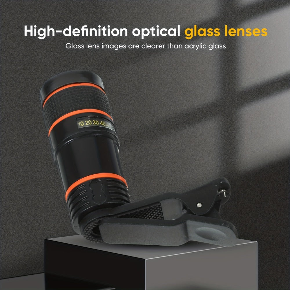 Portable Telephoto Zoom Lens for Smartphone – HD 2-in-1 Wide-Angle & Telephoto Clip-On Mobile Camera Lens, Precision Focus Ring