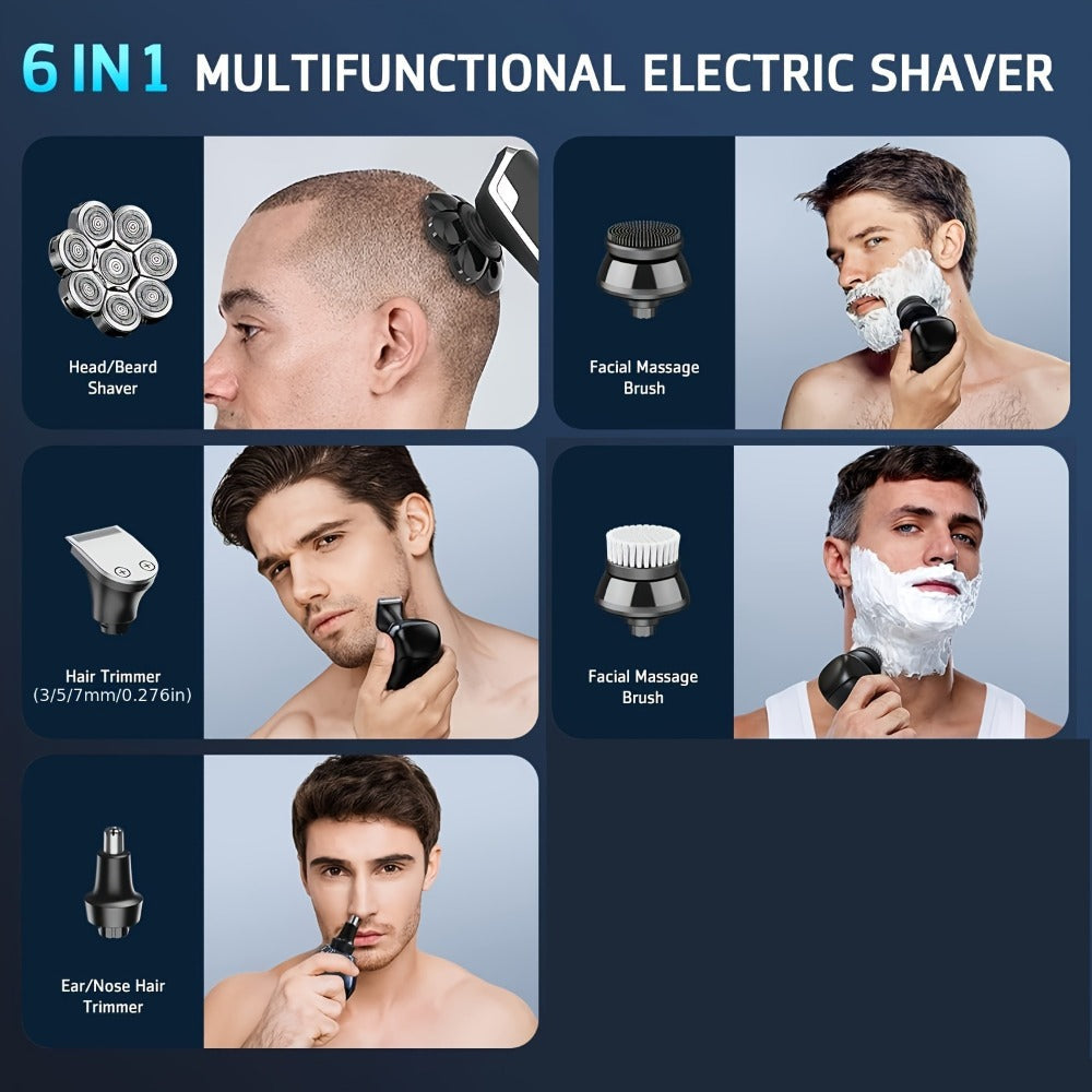 Bald Head Shaver for Men 5-in-1 8D Electric Razor – Multi-Directional Floating Blades with Beard Grooming Kit