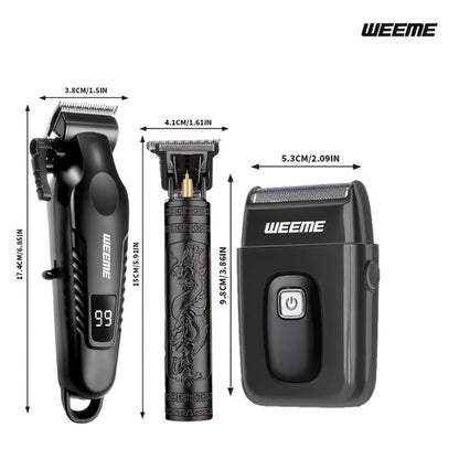3-in-1 Hair Clipper Grooming Kit for Men – WEEME USB Rechargeable Cordless Beard Trimmer & Body Shaver Set, Home Barber Hair Cutting Kit
