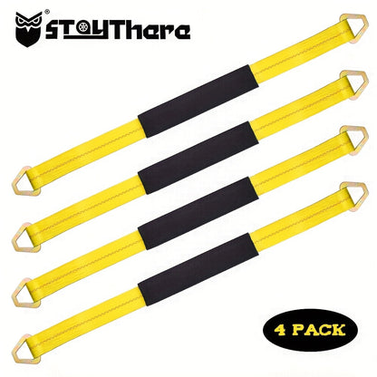 Axle Tie Down Straps 2" x 36" – Heavy Duty Car Tow Straps with D-Rings & Protective Covers for Car, Truck