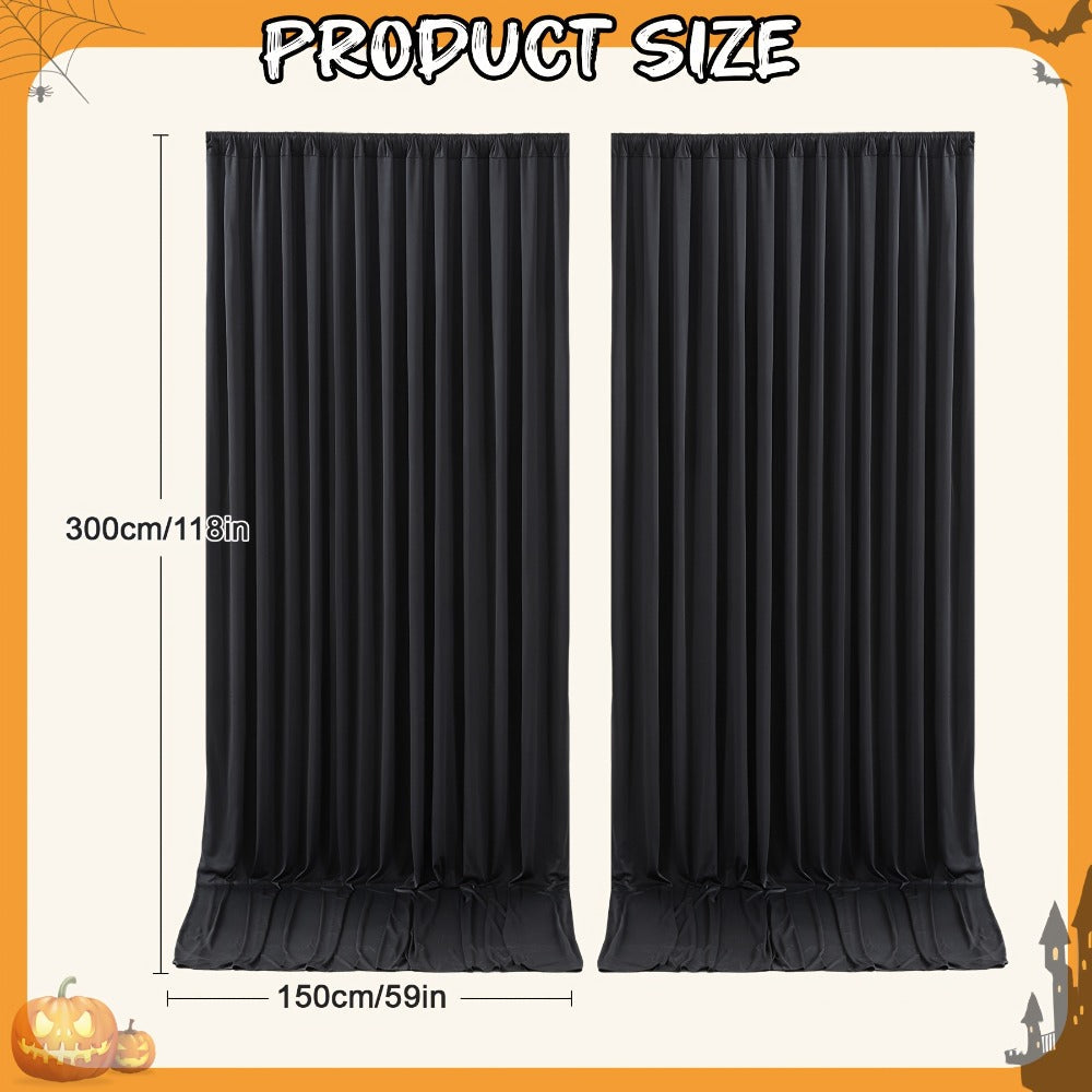 White Black Duo Backdrop Curtains 2 Pack 5x10Ft Wrinkle-Resistant Photo Background Fabric for Wedding, Birthday, Christmas