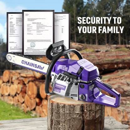 Chainsaw, Gas Powered Forestry Wood Cutting Farm Yard for Garden, Patio and Yard Use, with the Listed Configuration