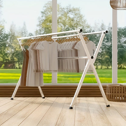 Retractable Stainless Steel Clothes Drying Rack with Dual Rods and 42.52-62.99 or 48.43-78.74-Inch Sizes