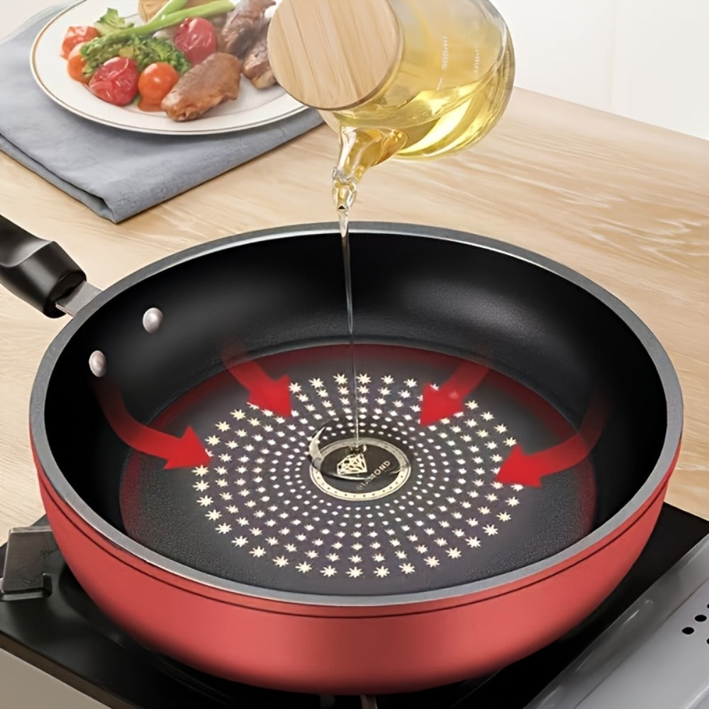 Cast Iron Frying Pan Non-Stick with Lid 9.45 Inch - Powder Coated Skillet Compatible with Induction Gas Electric Stove