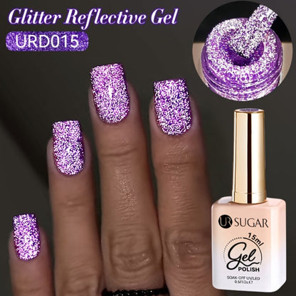 Gel Nail Polish UR SUGAR Reflective Glitter in 15ml with Fluorescent Neon Shimmer and UV/LED Soak-Off Cure