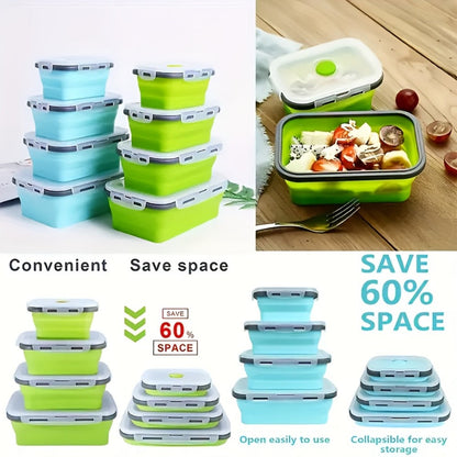 Storage Containers with Lids, Set, PEKARR 4-Piece Collapsible Rectangular Boxes with Latching Lids in Three Edge Colors
