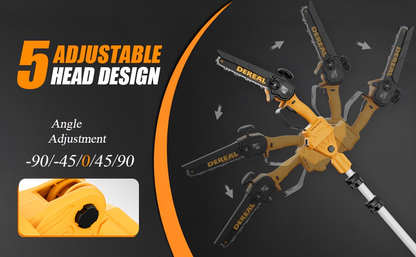 Electric Pole Saw 2-in-1 Cordless with 8" & 6" Chain, 20V 4.0Ah Battery, Adjustable Extendable Tree Pruner for Wood Cutting