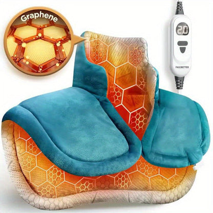 Heating Pad for Neck & Shoulders – 130W Graphene Weighted Electric Pad, 6 Heat Settings, 4 Timers, Auto Shut-Off, Machine Washable