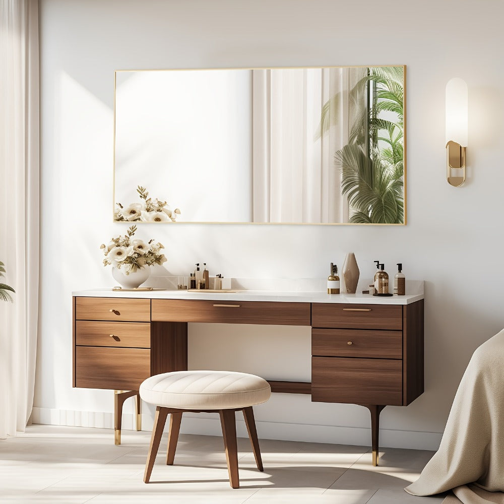 Full Length Mirror Floor Mirror with Stand, Aluminum Alloy Frame Full Body Mirror, Standing Hanging or Leaning Against Wall for Bedroom