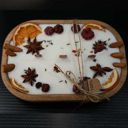 Multi-Wick Candle in Boat-Shaped Holder with Botanical Details and Two Fragrance Selections