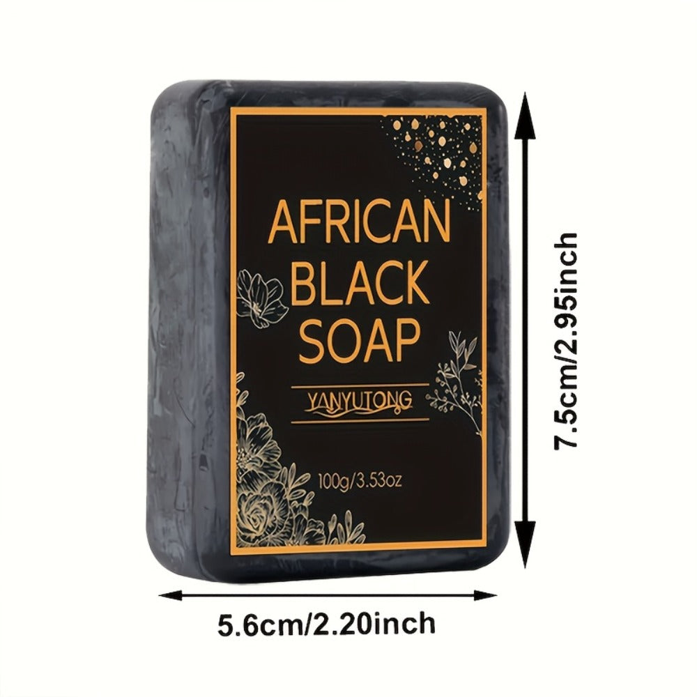 African Black Soap Bar 3-Pack 100g Each with Shea Butter & Coconut Oil – Deep Cleansing Moisturizing Face & Body Wash